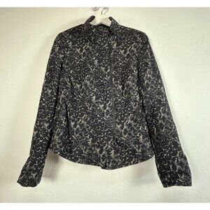 Beate Heymann Streetcouture Womens Jacket Black Beige Abstract Print Lightweight